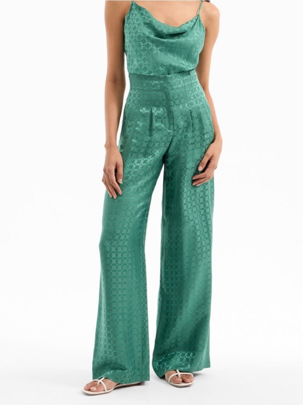 Veronica Beard Colter Wide-Leg Geometric Pant in Clover NWT Size 2 Designer Chic